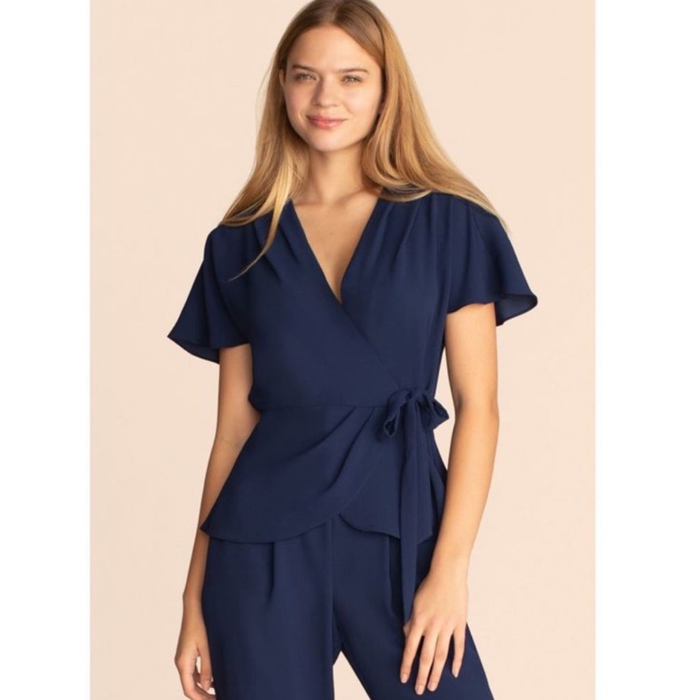 Trina Turk Navy Wrap Blouse